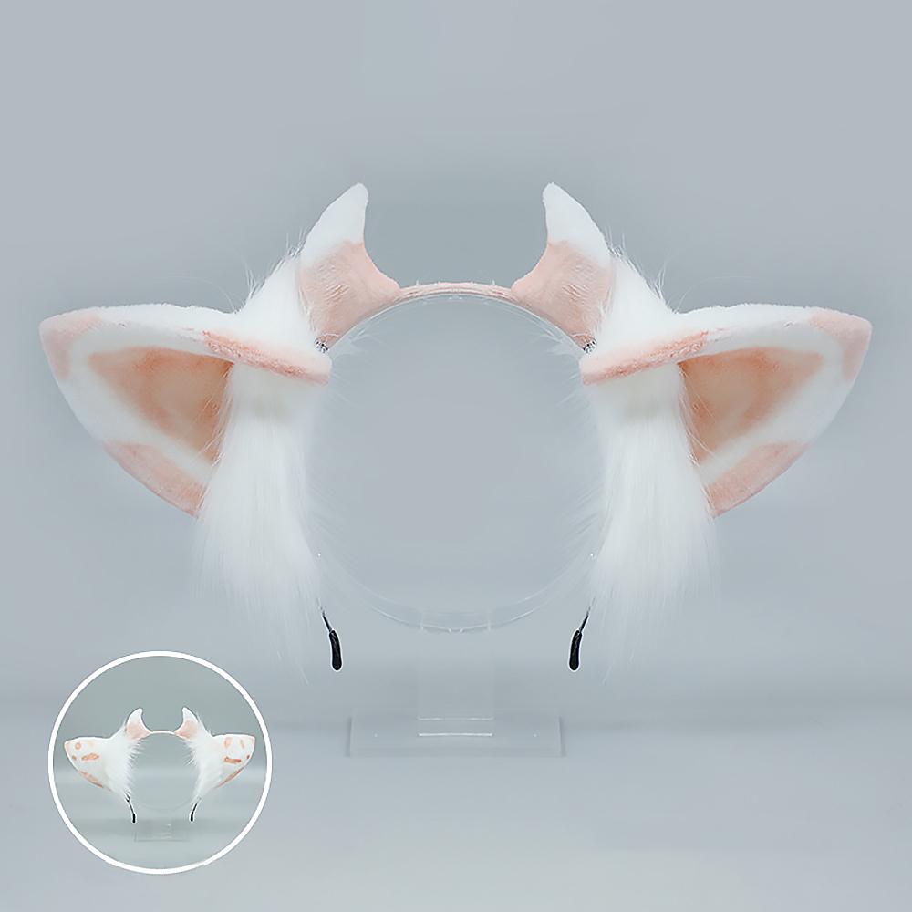 Furry Cow Ears Headwear Cartoon Animal Headband Lolita Cosplay Costume