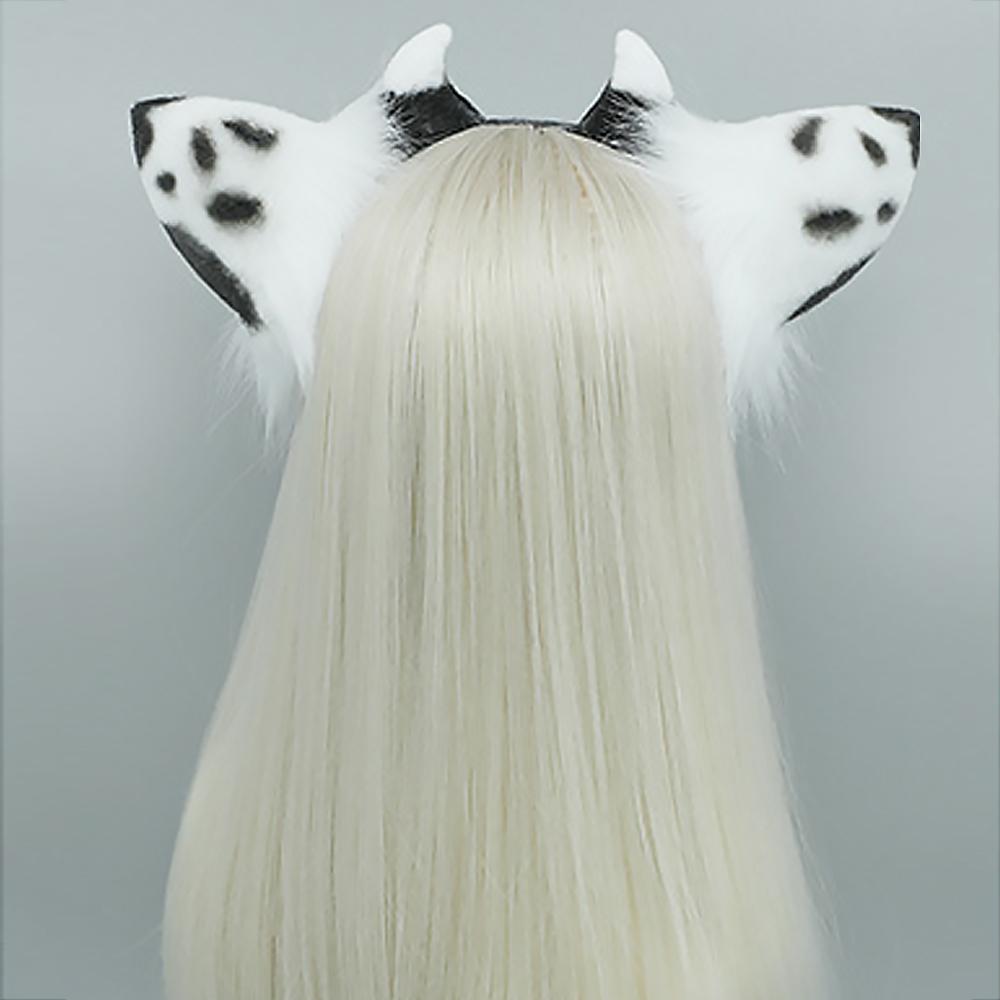 Furry Cow Ears Headwear Cartoon Animal Headband Lolita Cosplay Costume