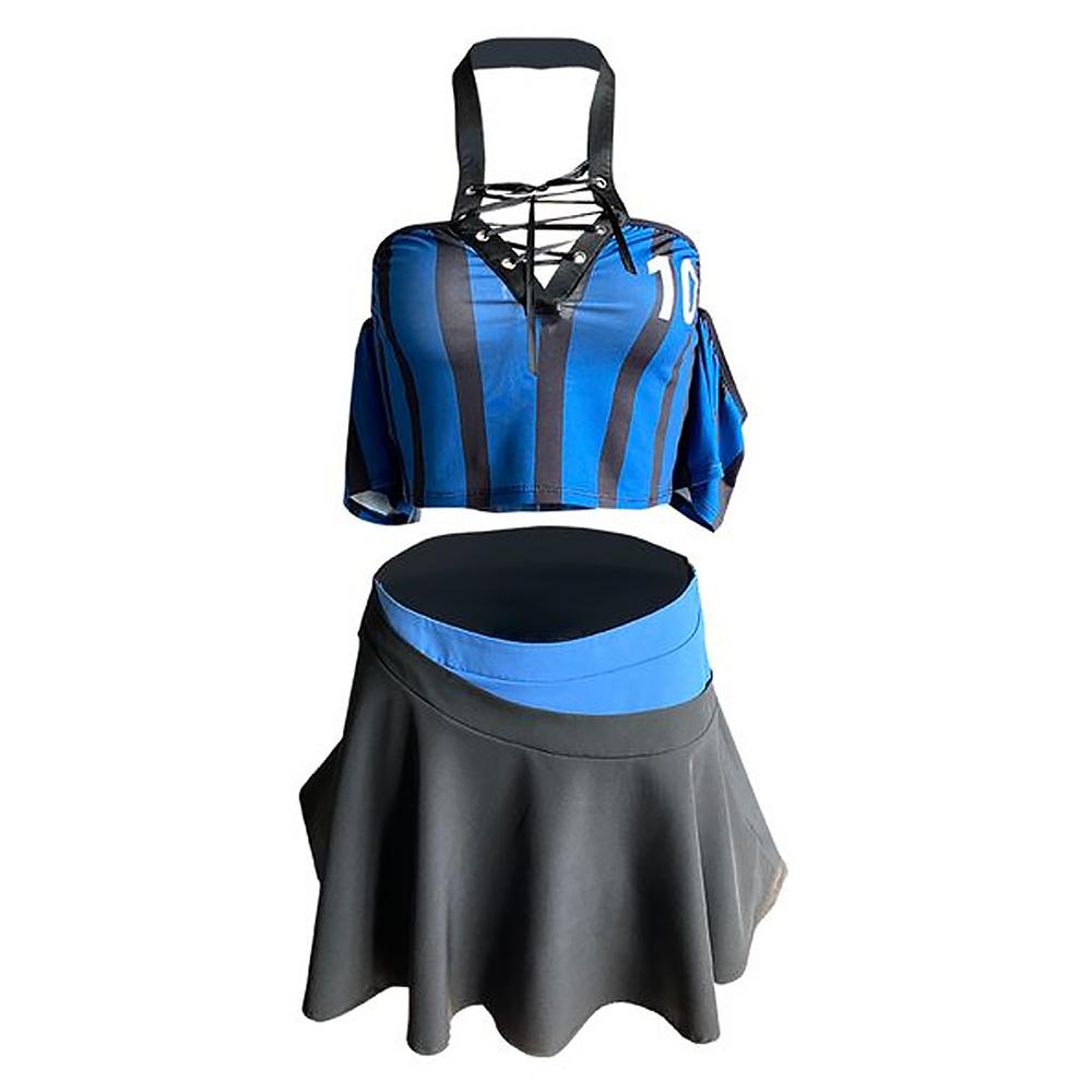 Sexy Cheerleader Costume Lace Up V Neck Football Girl Cosplay Outfit for Adult