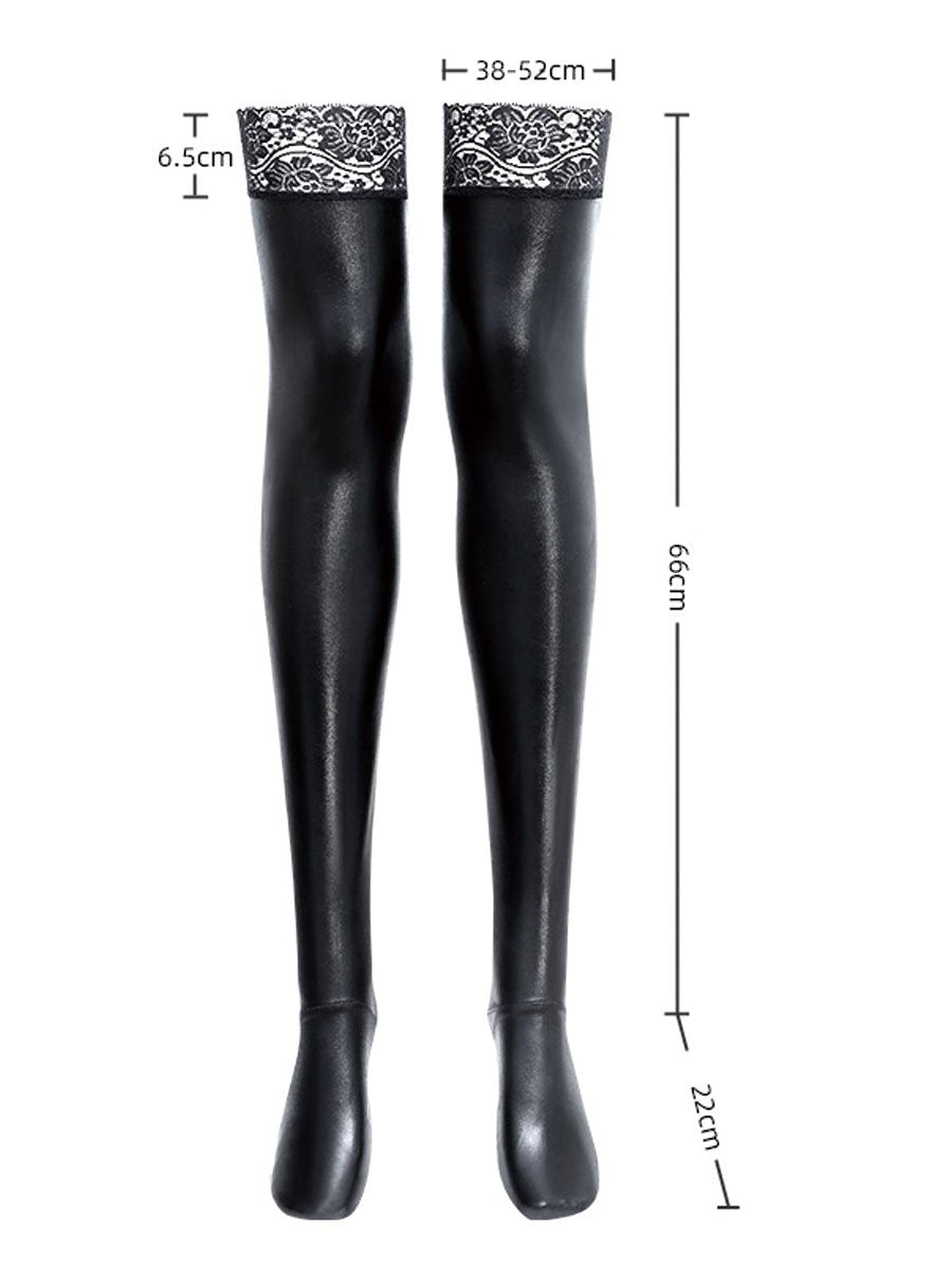 Latex Lace Top Thigh High Stocking