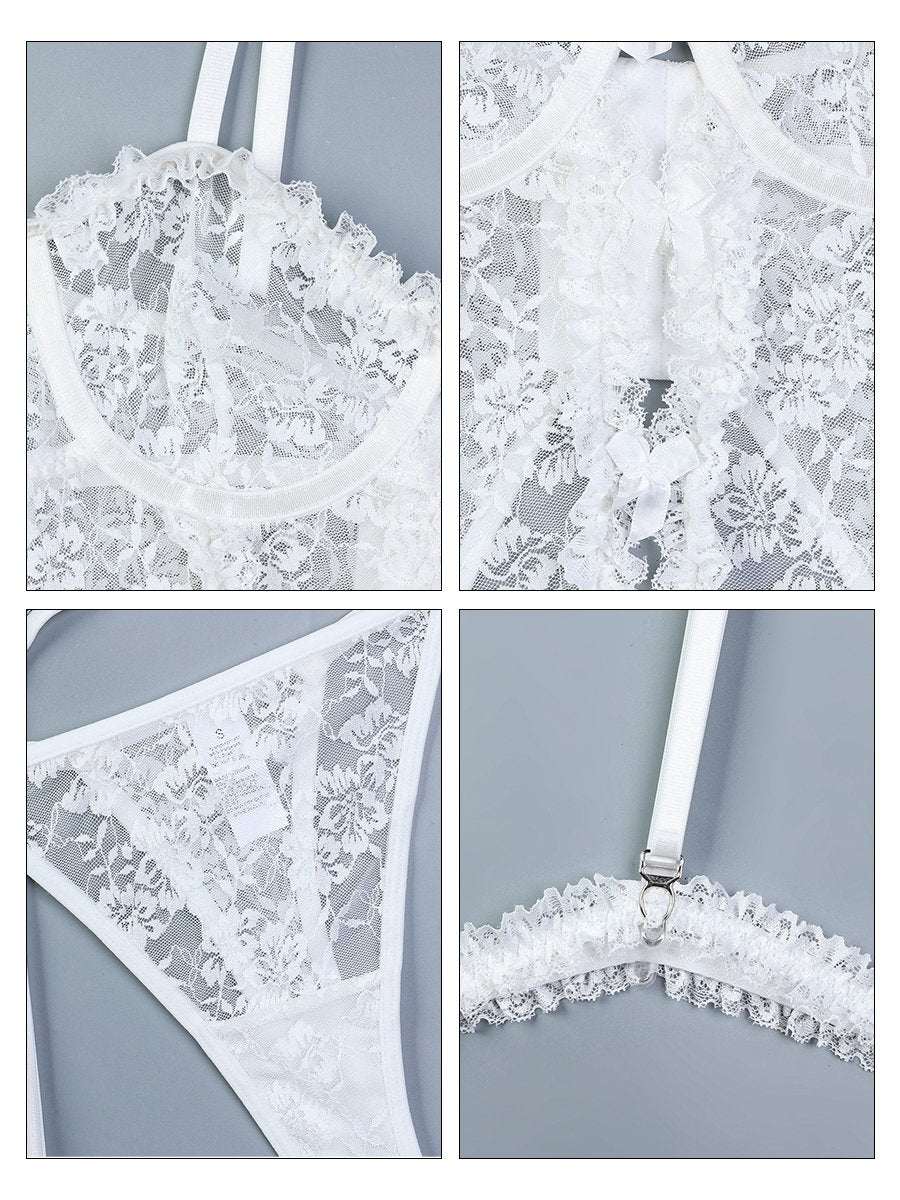Floral Lace Corset Top and Panty Set