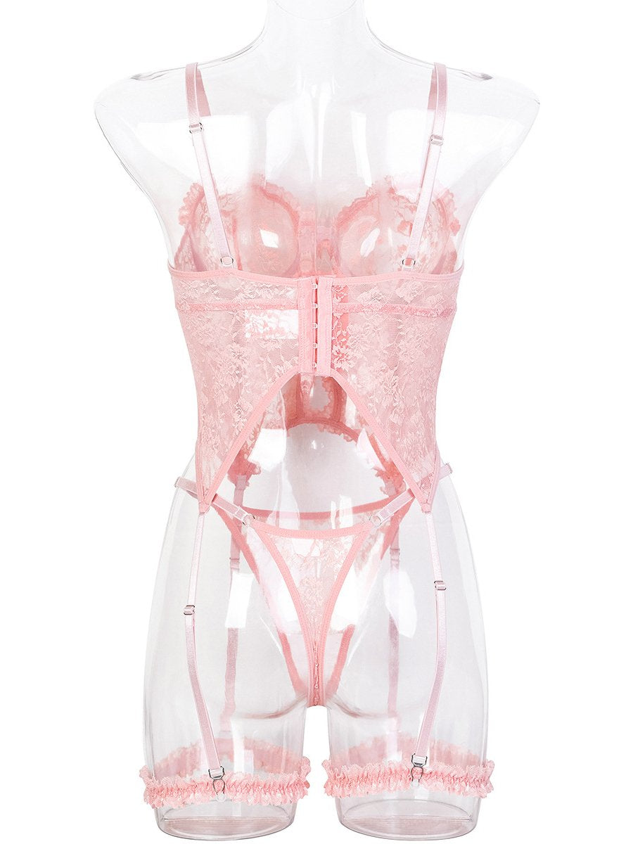 Floral Lace Corset Top and Panty Set