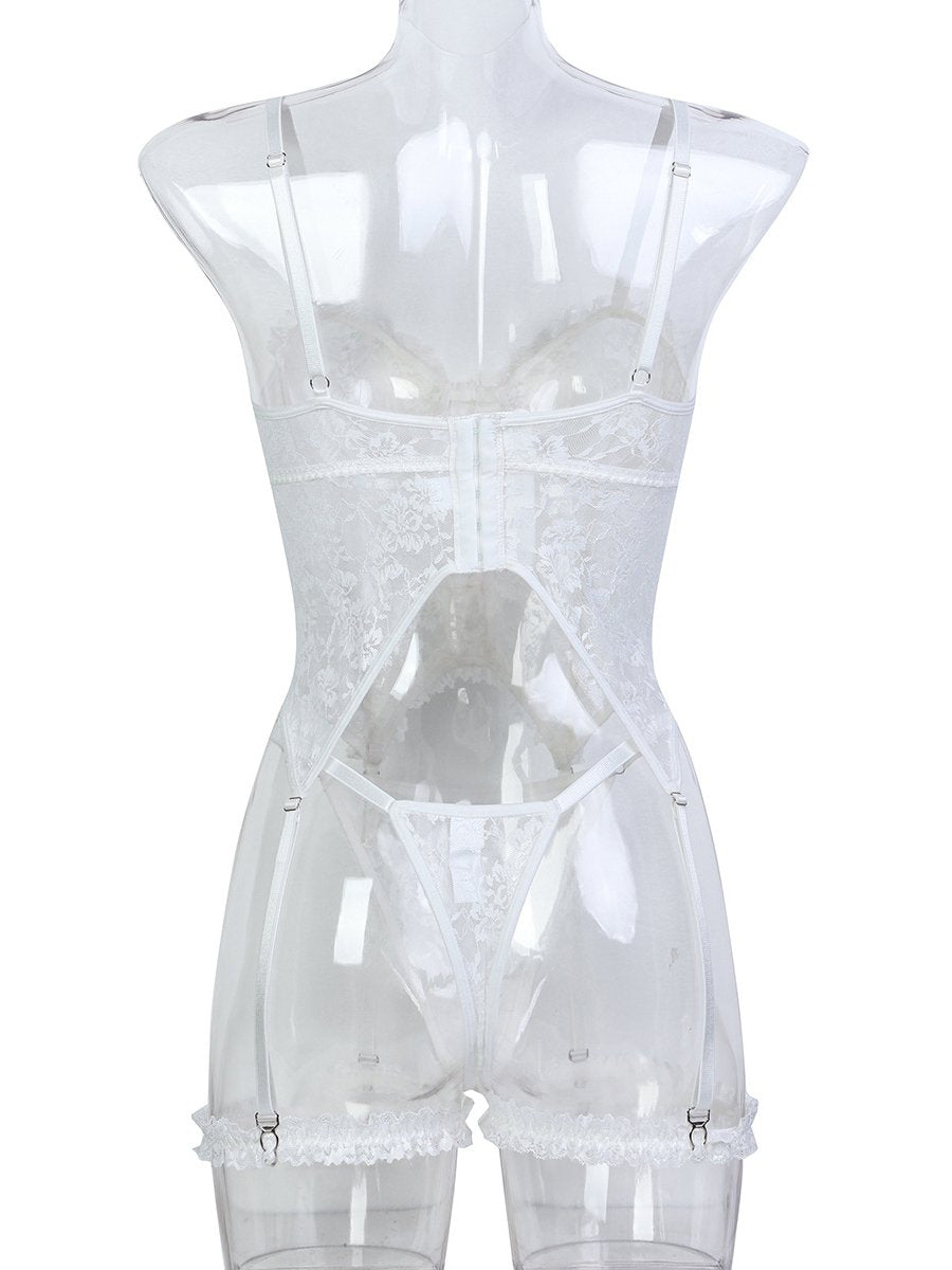 Floral Lace Corset Top and Panty Set