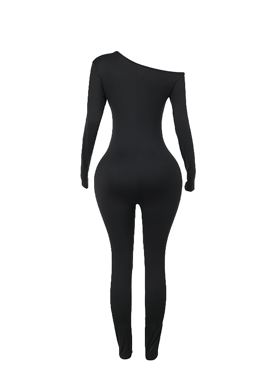 Cutout One Shoulder Full Bodystocking
