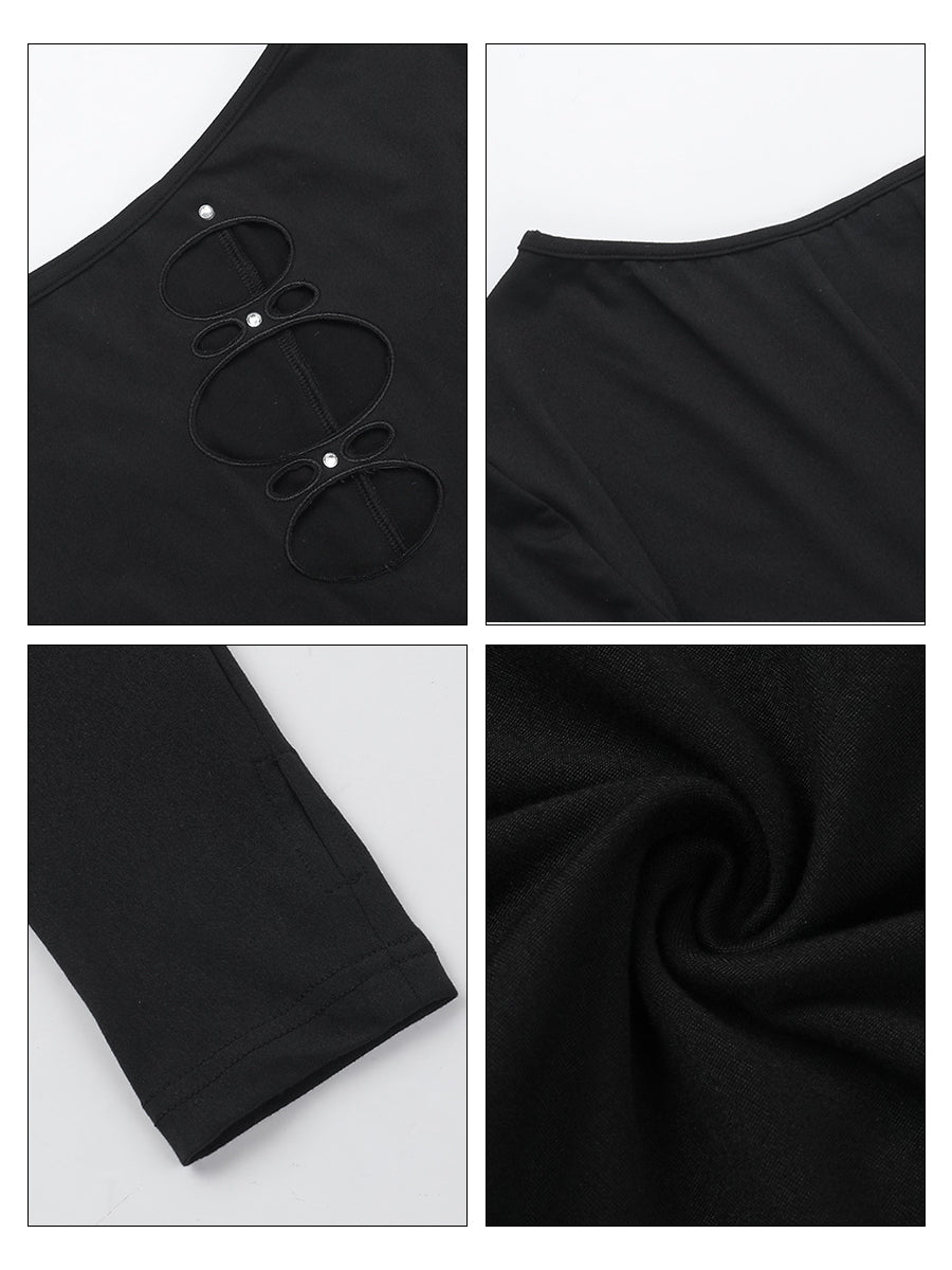 Cutout One Shoulder Full Bodystocking