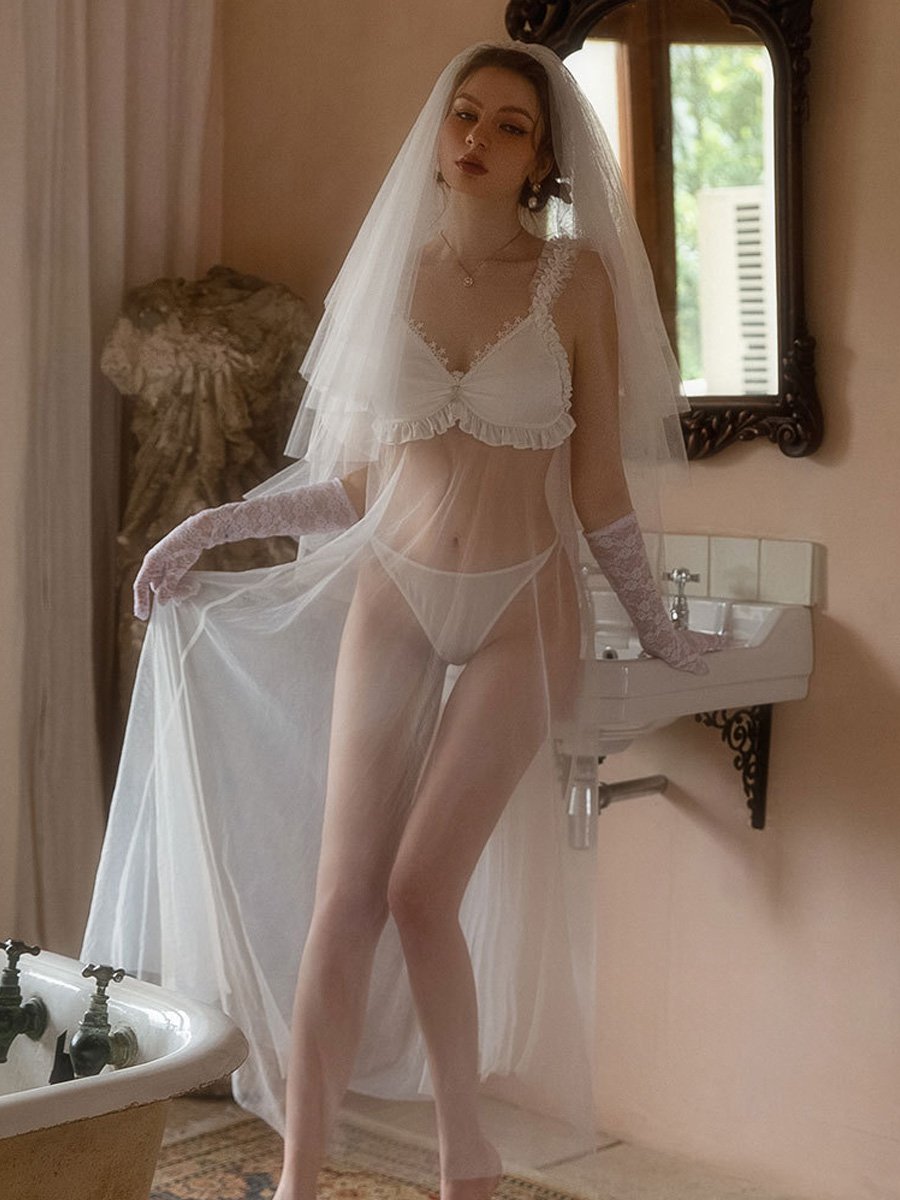 Sheer Mesh Bridal Nightgown