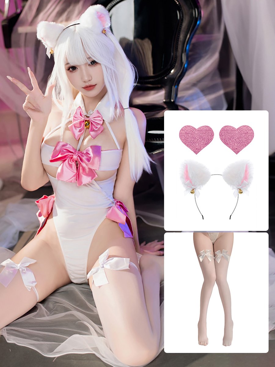 Ribbon Bow Cupless Teddy Lingerie