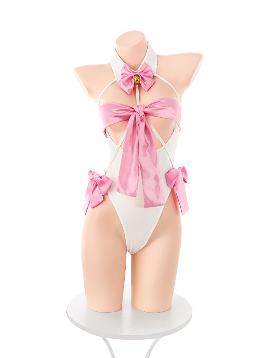 Ribbon Bow Cupless Teddy Lingerie