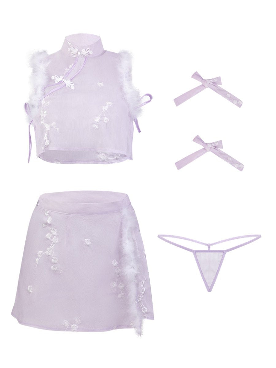 Chinese Floral Embroidery Skirt Set