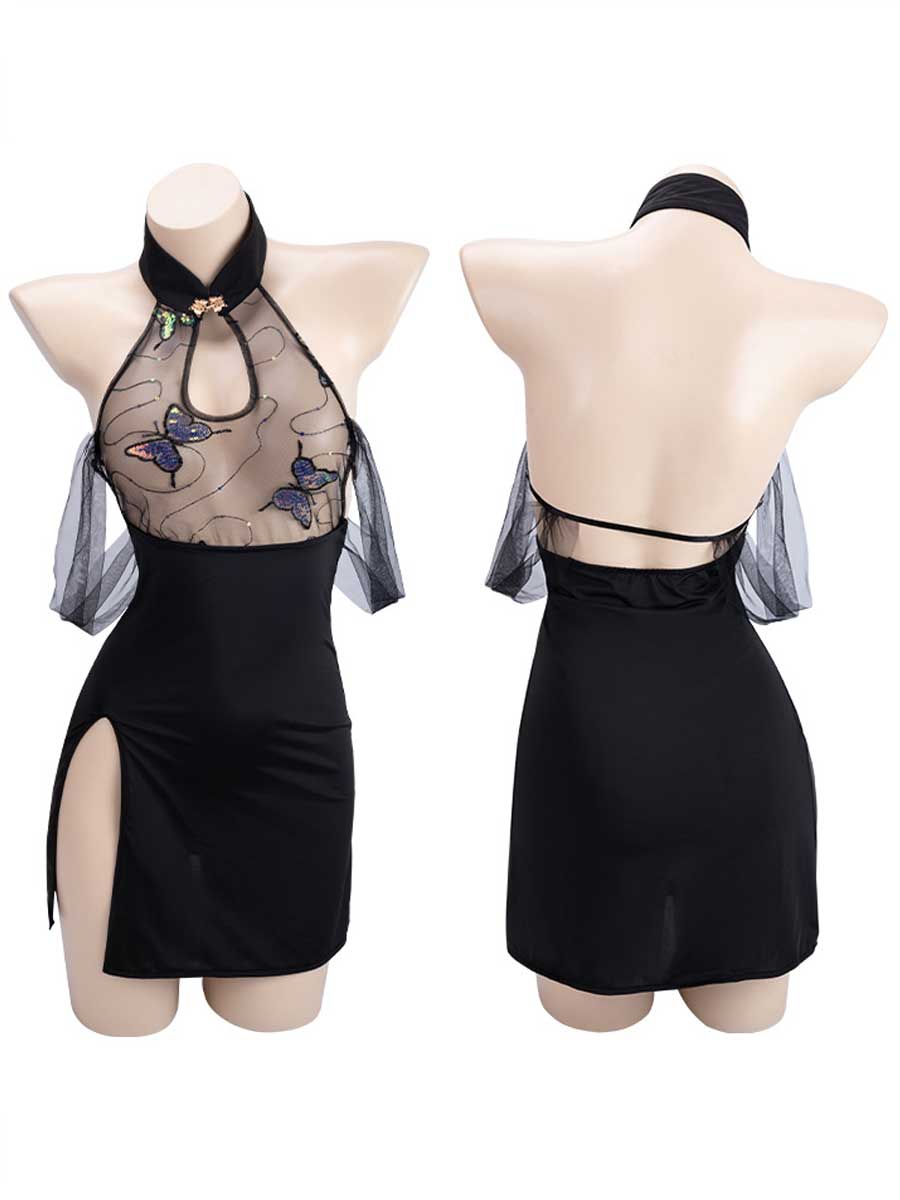 Sequins Butterfly Chinese Lingerie Dress