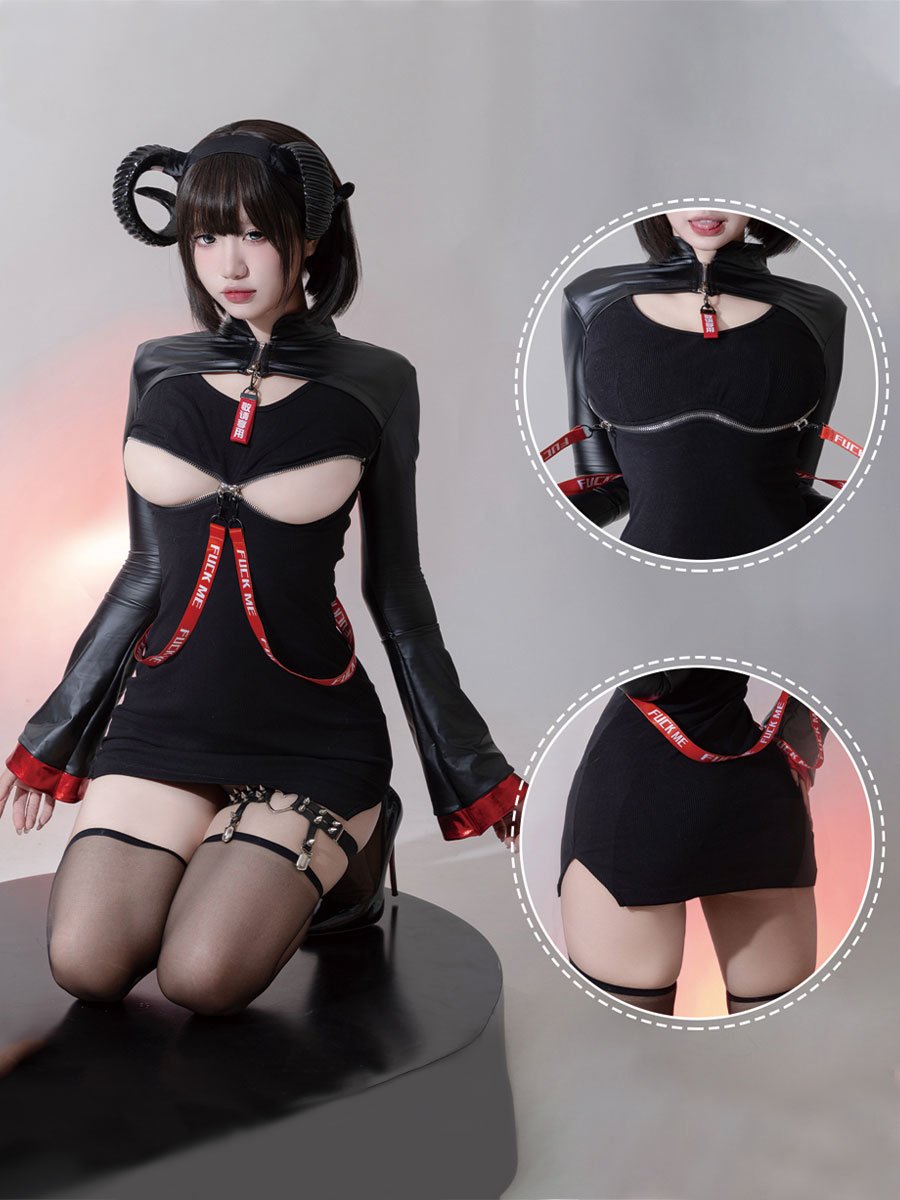 Open Cup Chinese Style Gothic Dress