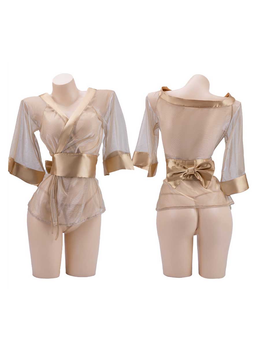 Glitter Mesh Kimono Robe