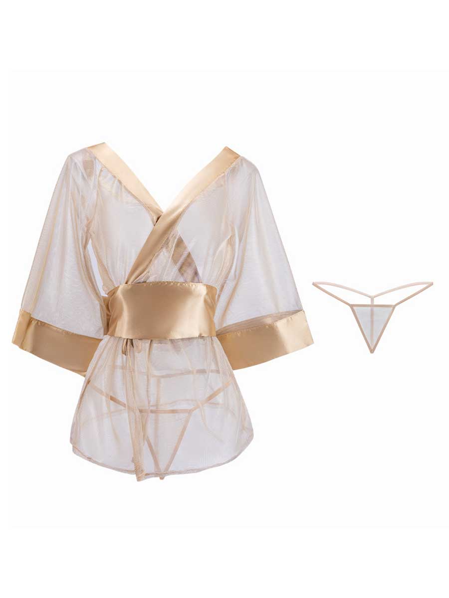 Glitter Mesh Kimono Robe