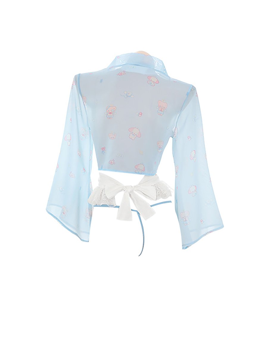 Cute Japanese Short Robe with Apron