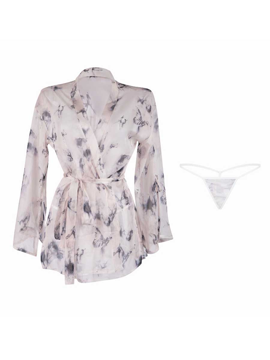 Butterfly Print Kimono Style Robe