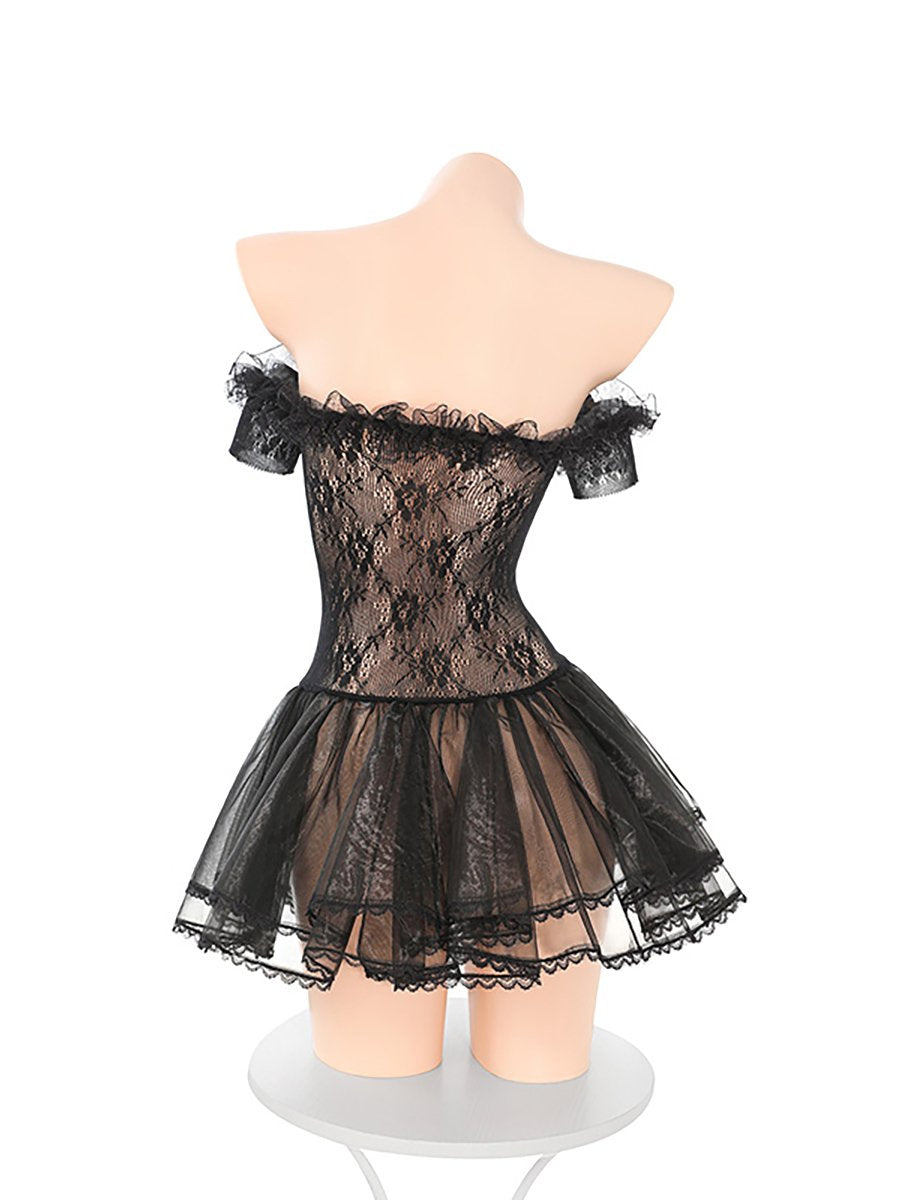 Off Shoulder Tulle Lingerie Dress
