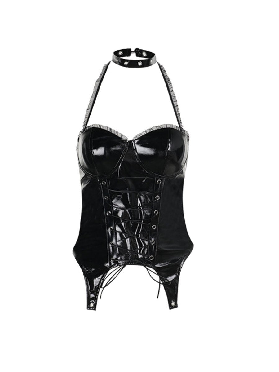 Latex Gothic Top and Skirt Set
