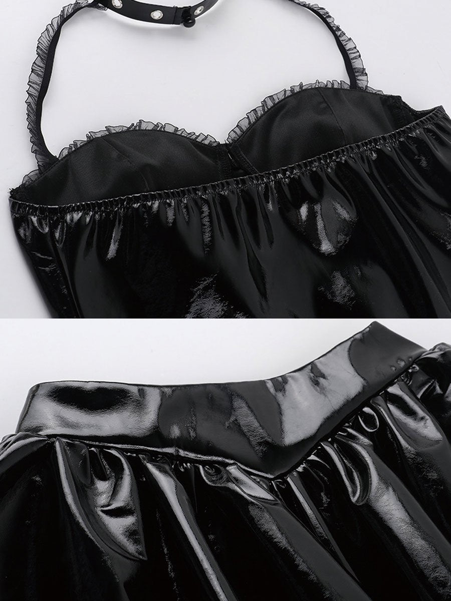 Latex Gothic Top and Skirt Set