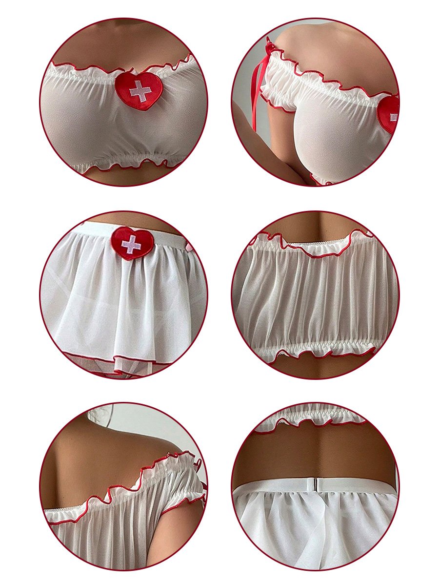 Sheer Nurse Crop Top and Skirt Set