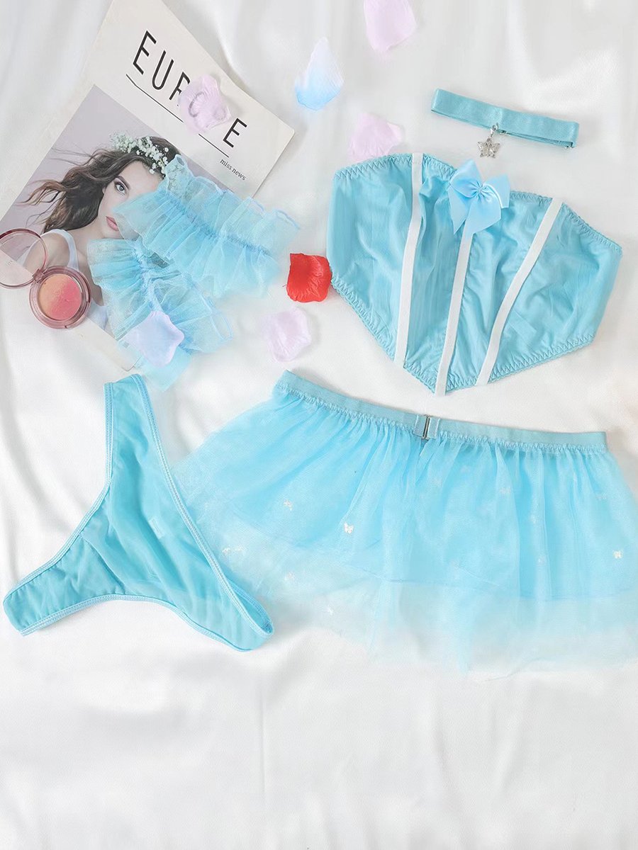 Blue Princess Strapless Top and Skirt Set