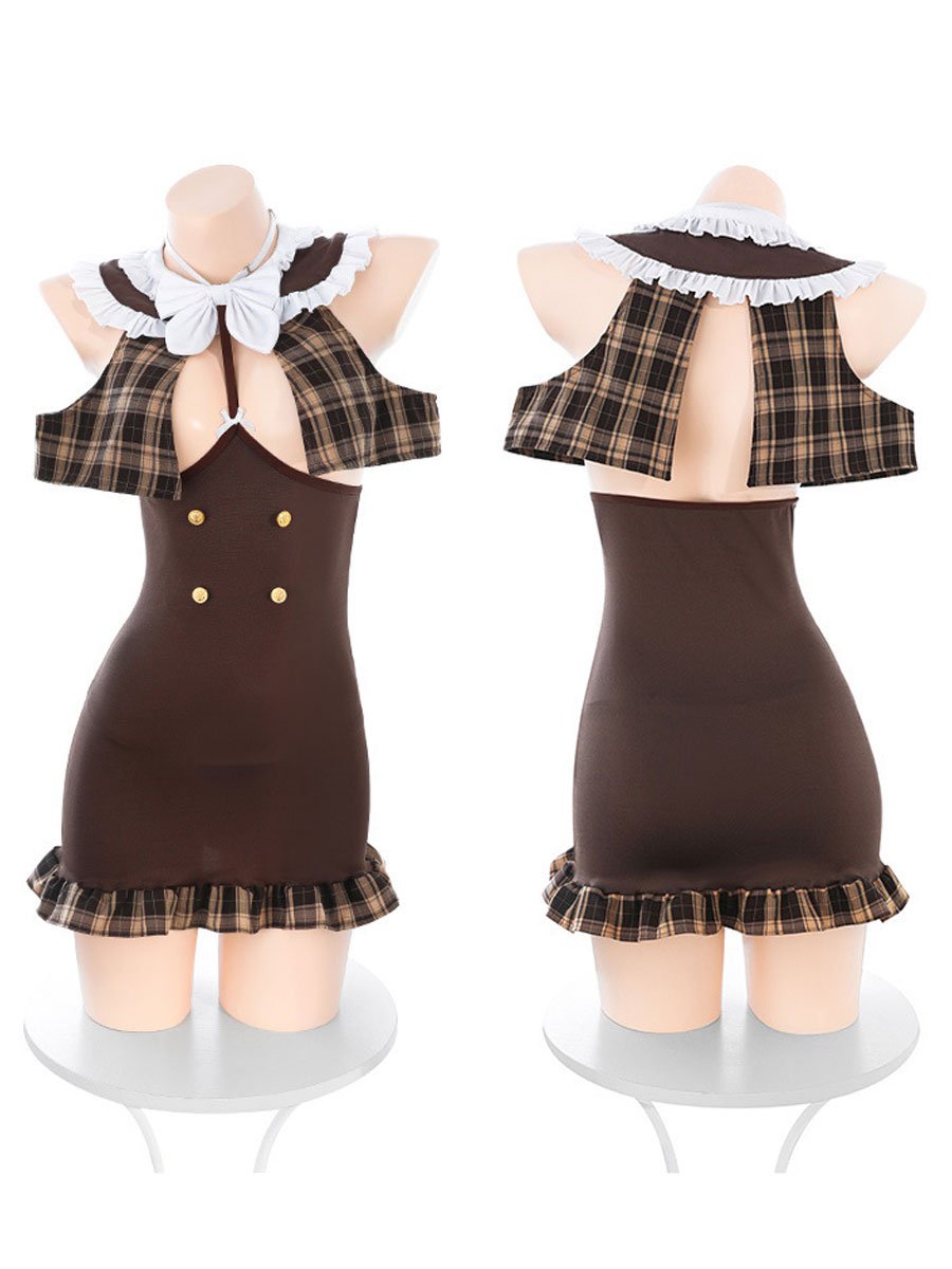 Brown Plaid Cupless Bodycon Dress