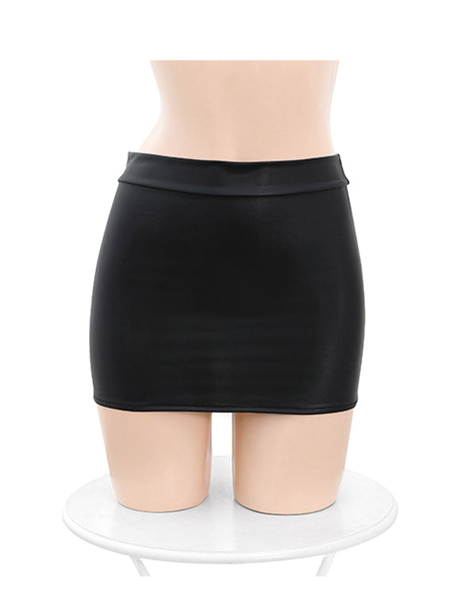 Office Lady Lace Teddy Lingerie w/ Latex Skirt