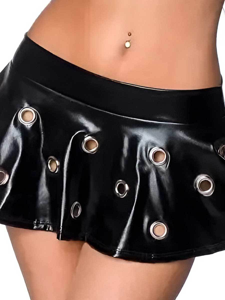 Black 2PC Leather Rave Clothes