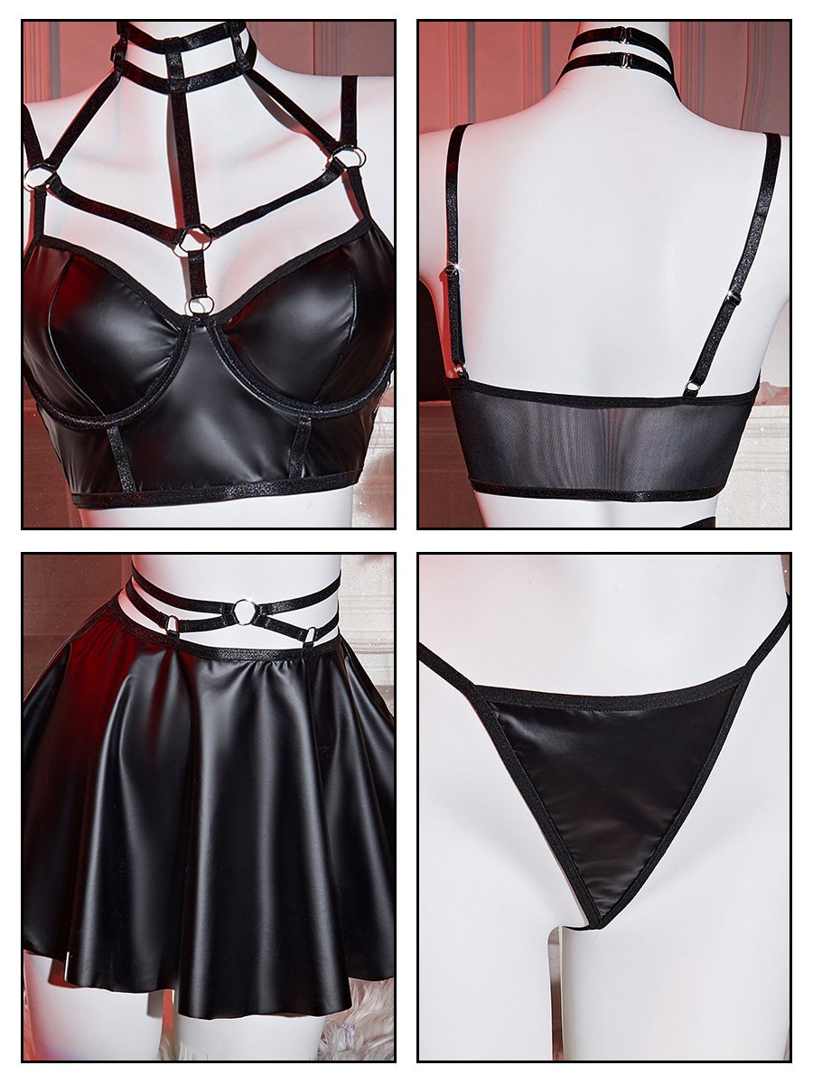 Wet Look Two Piece Clubbing Outfit