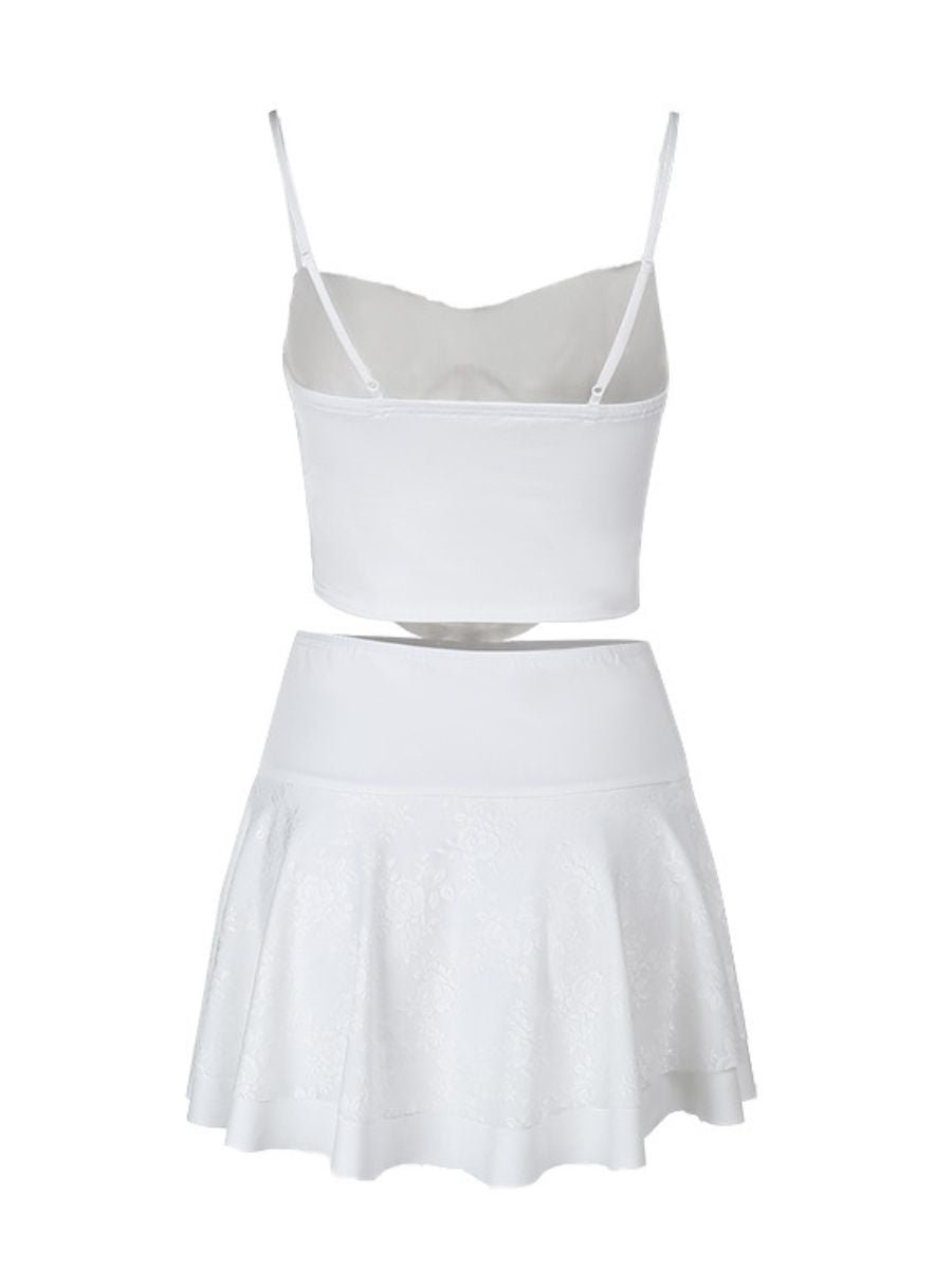 White Lace Bustier Mini Skirt