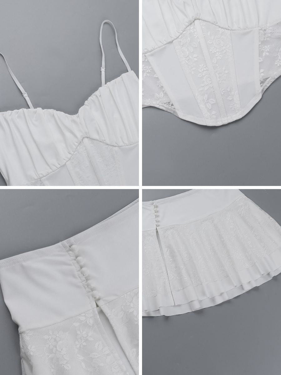 White Lace Bustier Mini Skirt