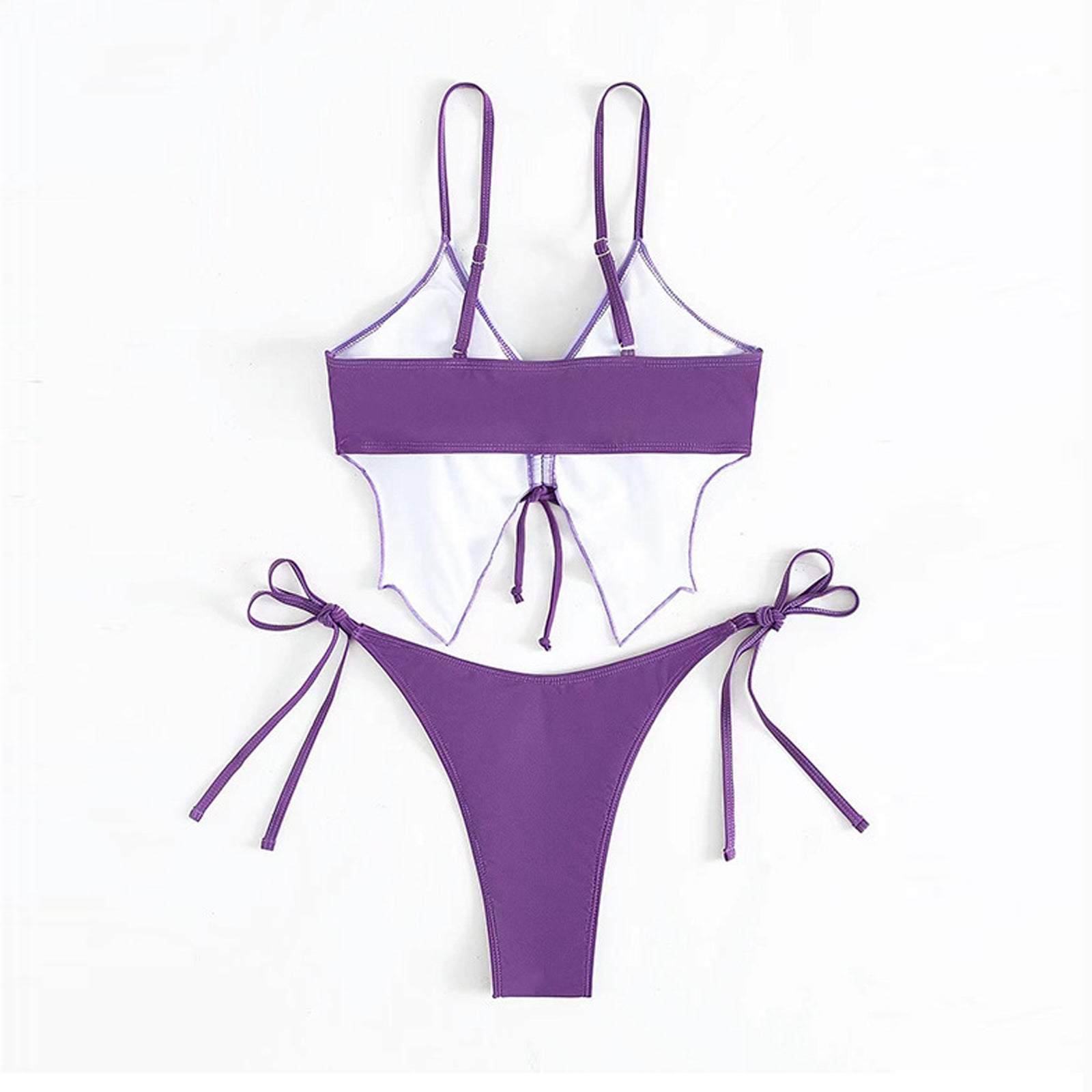 Yomorio Butterfly Bikini Set 2 Piece Drawstring Bikini Top and String Bikini Bottom