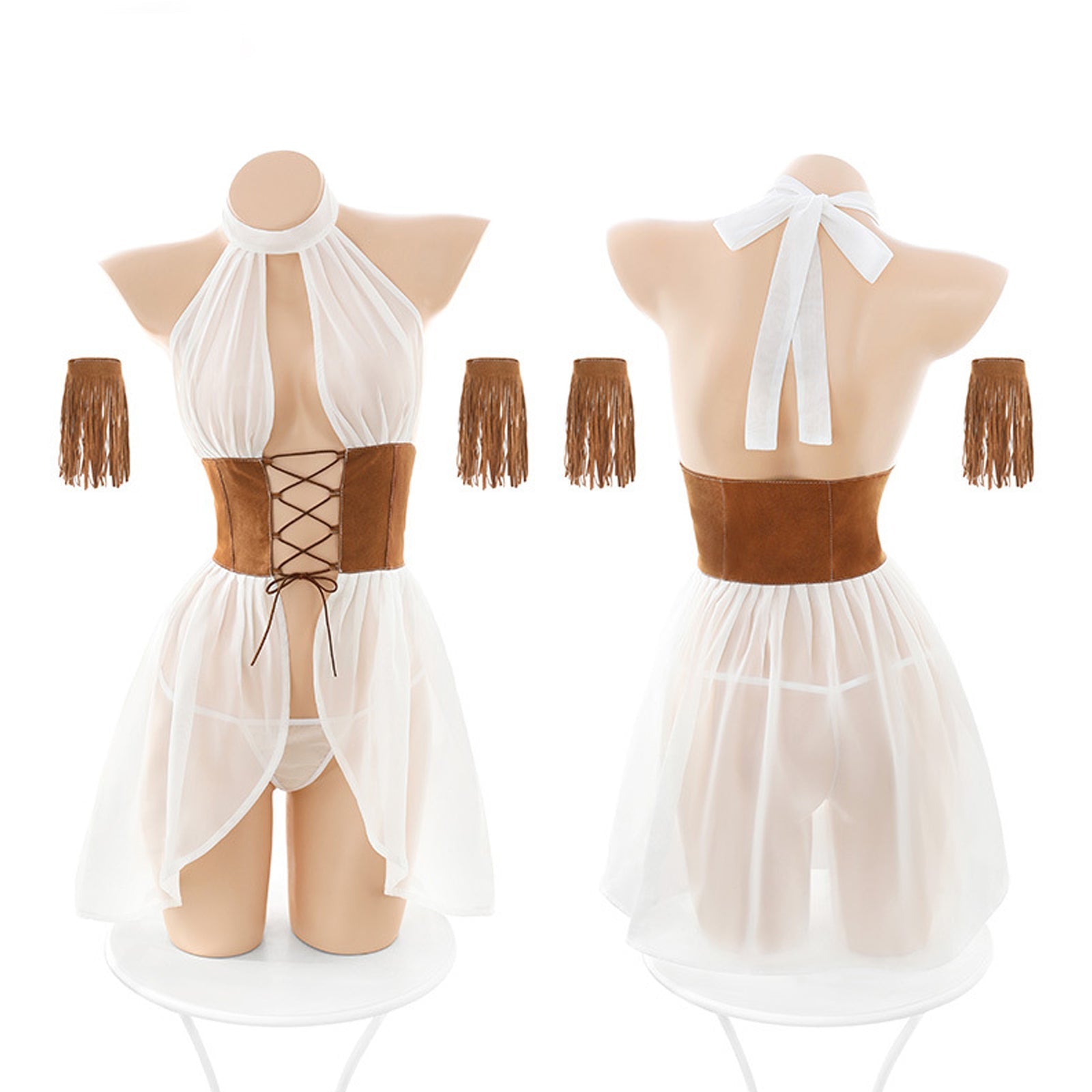 Yomorio White Halter Babydoll Set - Sexy Lingerie for Special Nights