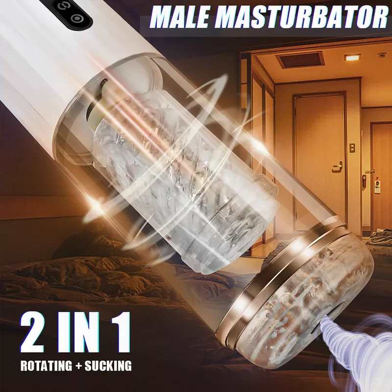 Aroselove - 10-Frequency Rotating 10-Frequency Retractable Male Masturbator - Aroselove