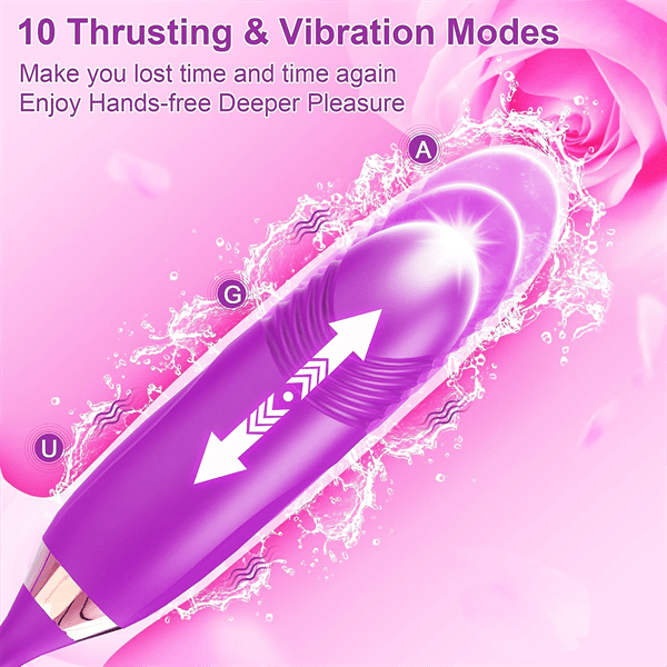 Aroselove - Rose Muncher Rose Kiss Tongue Vibrator With Thrusting Dildo Vibrator - Aroselove