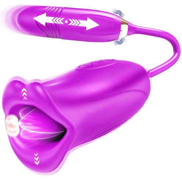 Aroselove - Rose Muncher Rose Kiss Tongue Vibrator With Thrusting Dildo Vibrator - Aroselove
