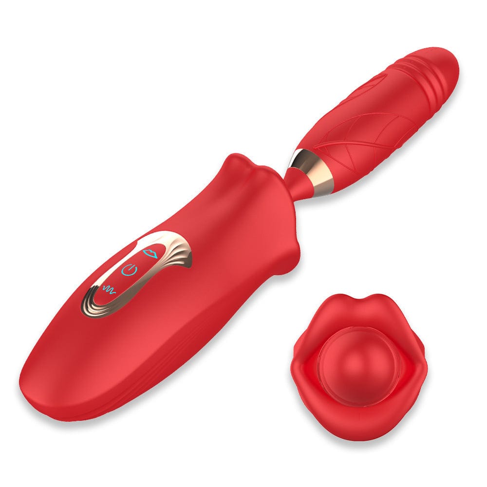 Aroselove - Rose Muncher Lip Tongue Suction Vibrator With Thrusting Dildo Vibrator - Aroselove