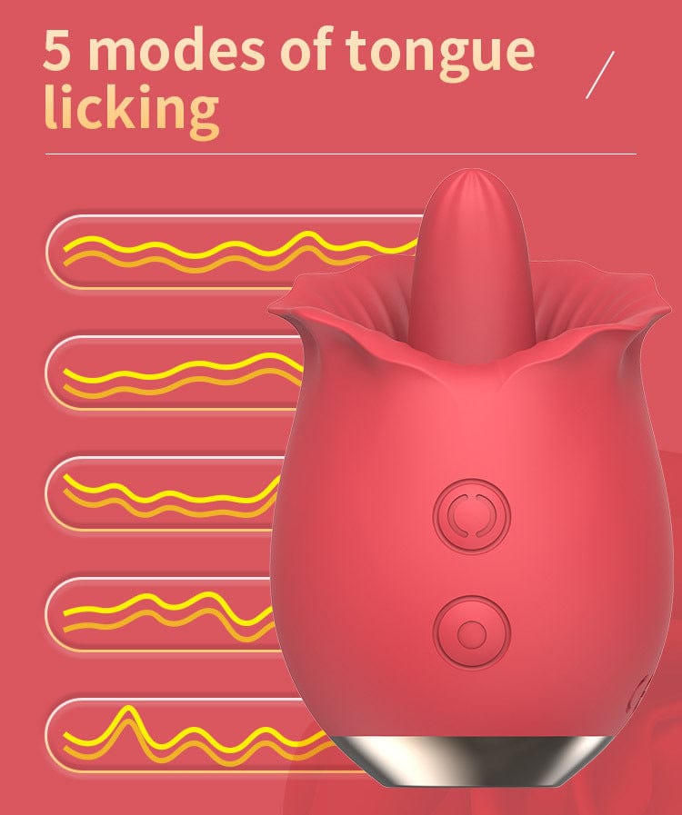 Aroselove - Powerful Rose Toy Vibrator With Tongue Licking Oral Nipple Clit Clitoris Stimulator - Aroselove