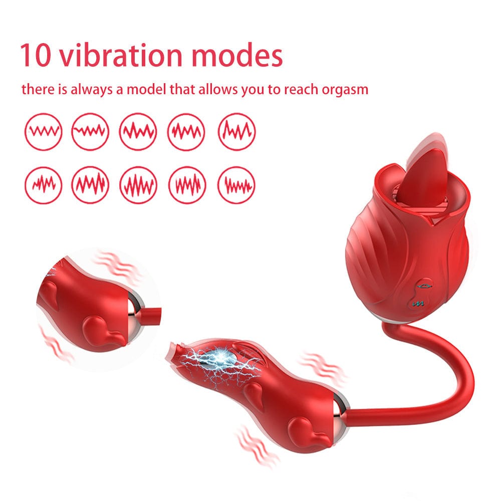 Aroselove - New Rose Double Head Tongue Licking Vibration Jump Egg For Women - Aroselove
