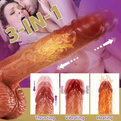 Aroselove - 3-in-1 Thrusting 5 Vibrations 42 ¡æ Heating Realistic Non-sticky Blush Dildo 9 Inch - Aroselove