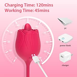 Aroselove - Rose Female Tongue Licking Egg Jumping Telescopic Masturbation Device Double-headed Vibrating Sex Toy - Aroselove