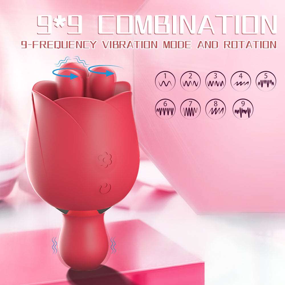 Aroselove - 2 In 1 Rose Vibrator Sex Toy Clitoral Clit Tongue Licking Vibrator