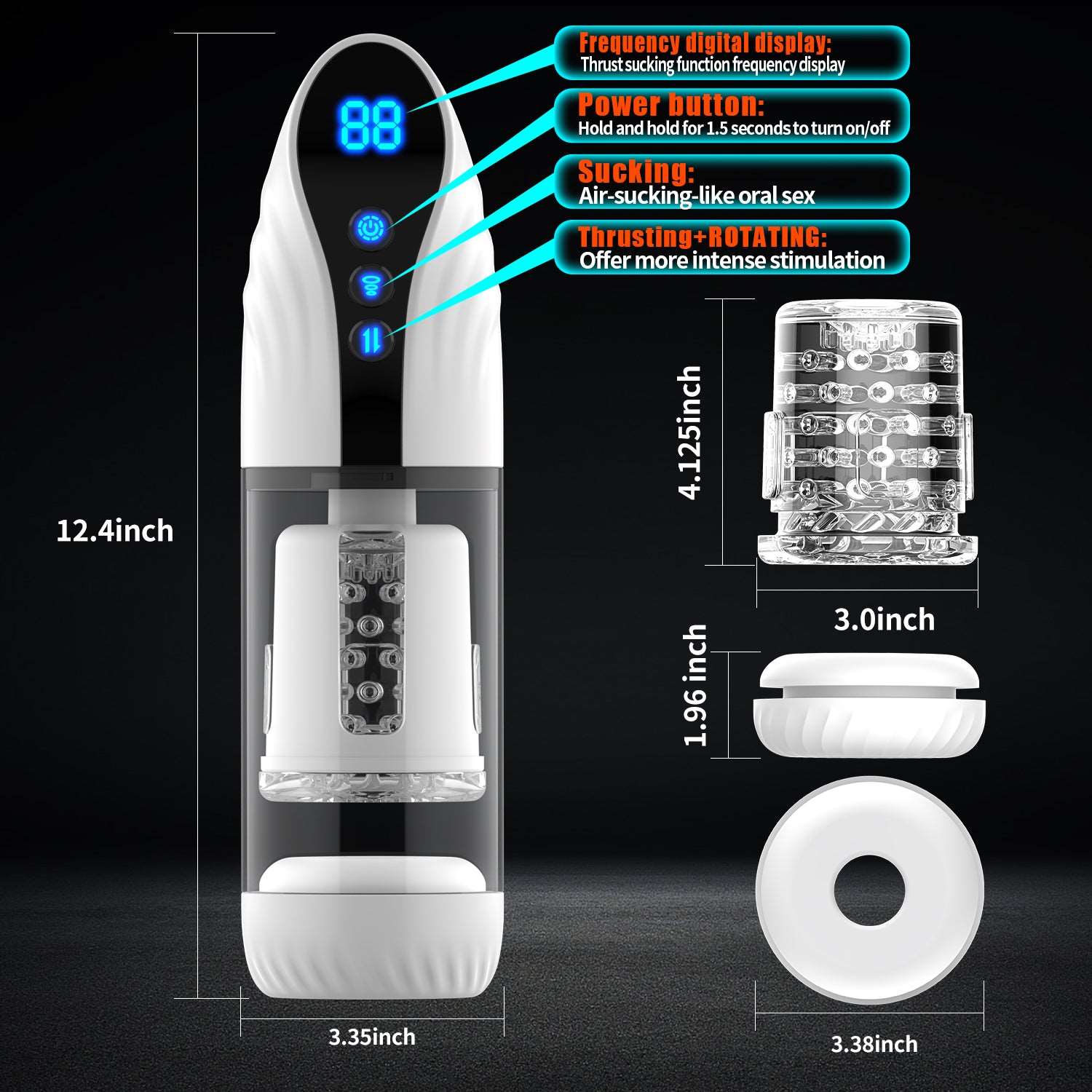 Aroselove - 3-in-1 Thrusting Rotating Sucking Deep-throat Male Masturbator