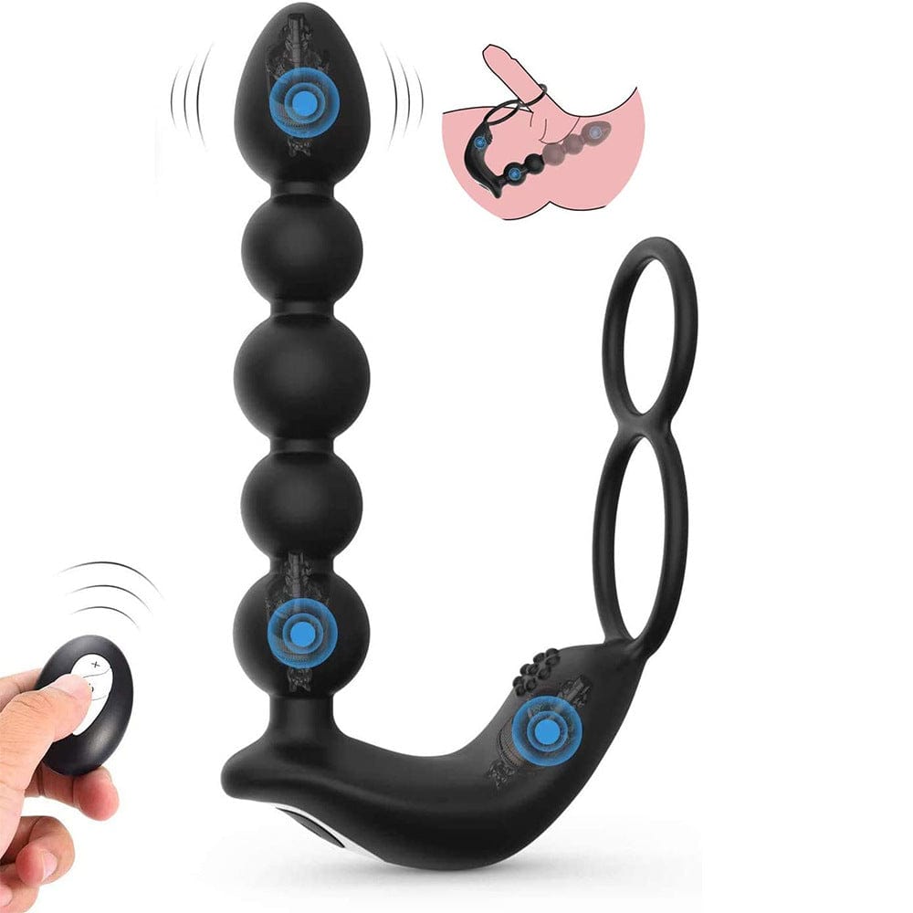 Aroselove - Butt Plug Anal with Penis Ring Rechargeable Vibrator Waterproof Prostate Massager - Aroselove
