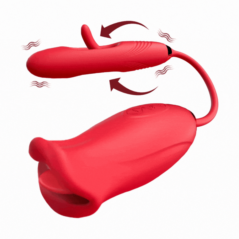 Aroselove - Rose Muncher Lip Tongue Suction Vibrator With Patting Dildo Vibrator - Aroselove