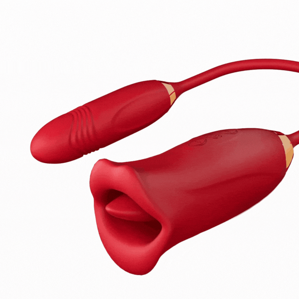 Aroselove - Rose Muncher Rose Kiss Tongue Vibrator With Thrusting Dildo Vibrator - Aroselove