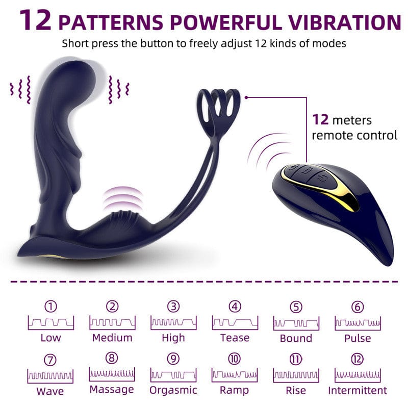 Aroselove - Wireless Remote Control Male Prostate Vibrating Massager Cock Ring - Aroselove