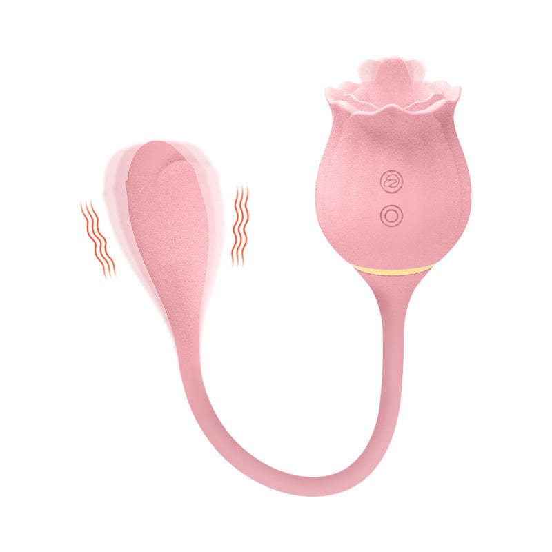 Aroselove - 2 In 1 Rose Clitoris Vibrator Tongue Licking Thrusting Vibrator Nipple Stimulator