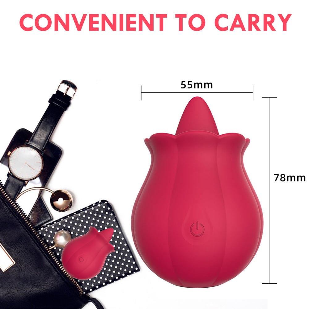 Aroselove -10 Speeds Vibrating Rose Shape Tongue Licking Vibrator For Women - Aroselove