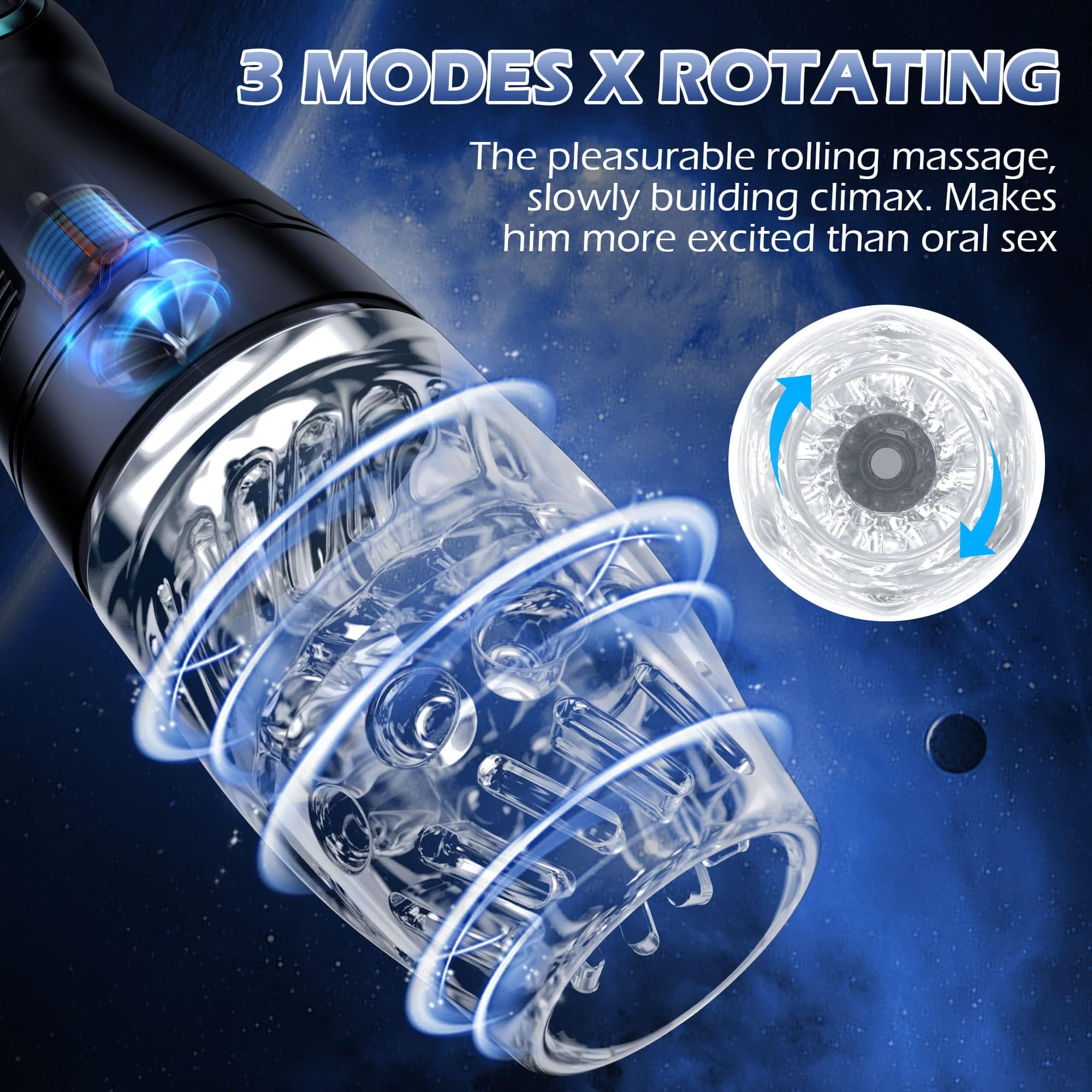 Aroselove - Rebecca 1.0 Male Masturbator Male Masturbators Cup With 4 Rotation & 3 Speed Modes - Aroselove