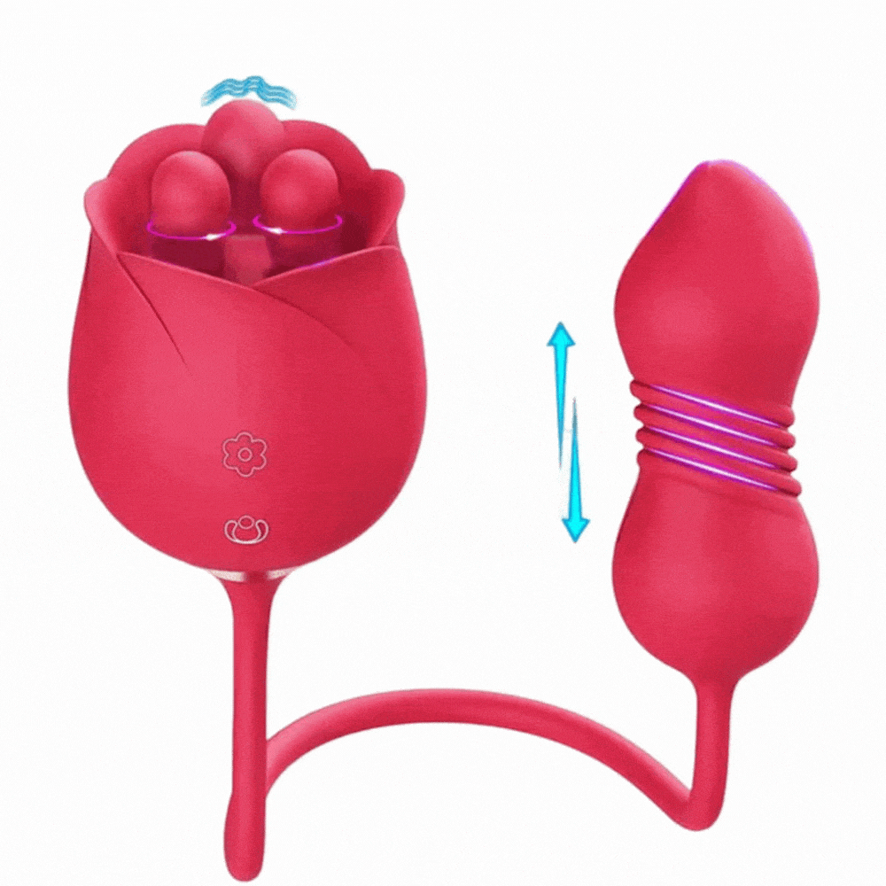 Aroselove - S475-7 4-in-1 Three Pistils Rose Toy With Telescopic Egg - Aroselove